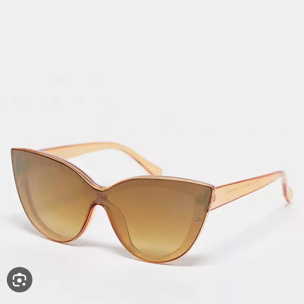AJ Morgan Cat Eye Rimless Sunglasses in Mirrored Gold | ASOS